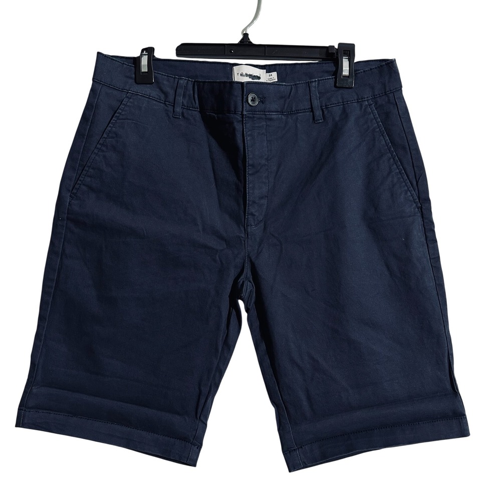 TOPMAN Navy Blue Chino Shorts Size 34 Flat Front Casual Mens